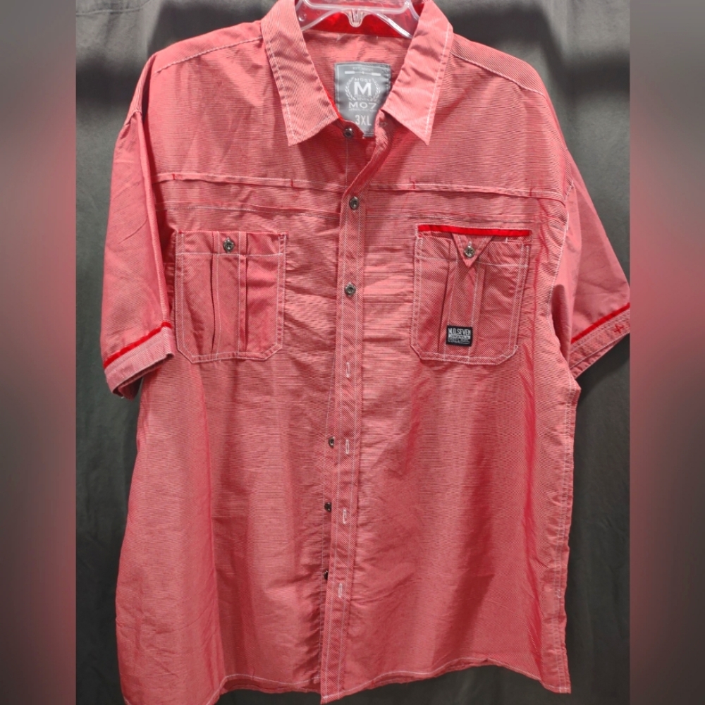 MO7 men's short sleeves button-down casual short 3XL